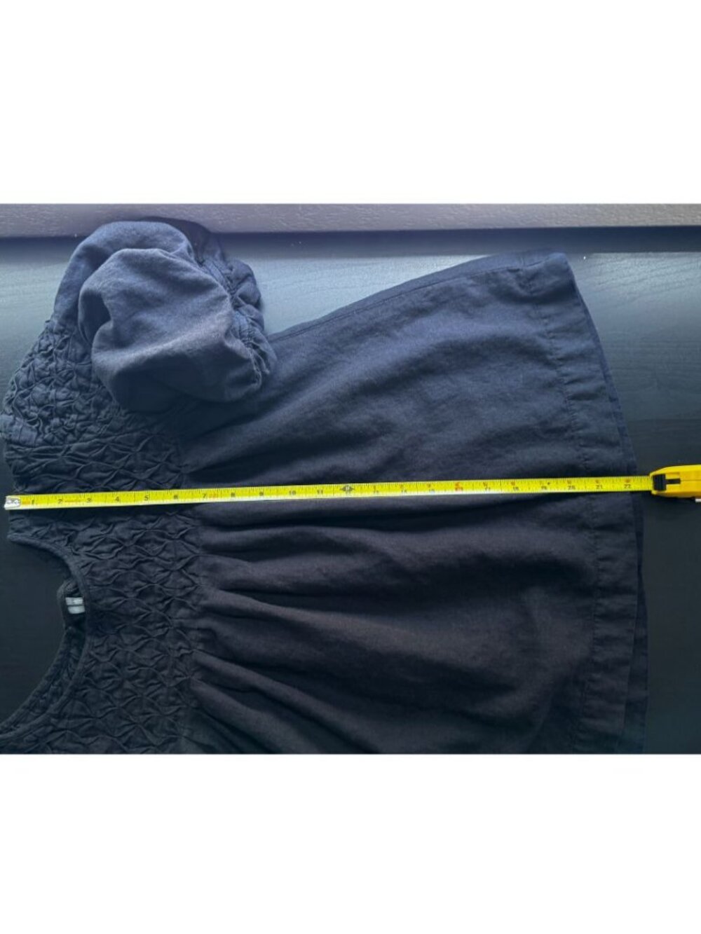 Anthropologie | Blouse with stitching & short balloon sleeves | charcoal | M - Picture 7 of 8